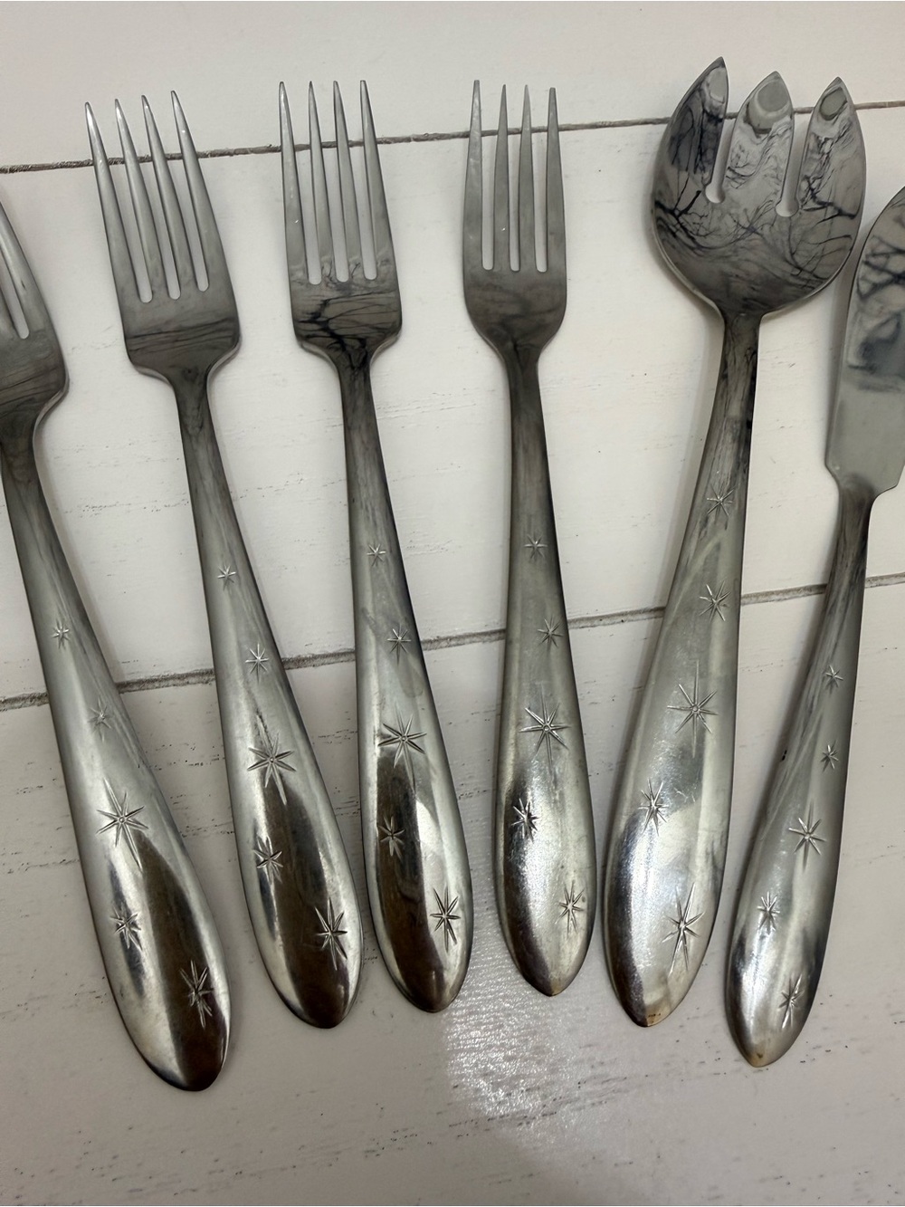 Vintage Mar-Crest Atomic Starburst Stainless Forks & Misc USA